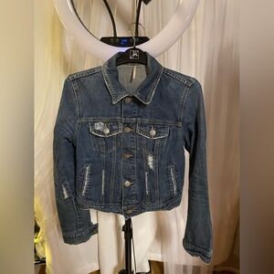 Free People Distressed Blue Jean Jacket